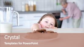  Presentation with cookies - Slides consisting of amor por robo - cute little girl taking chocolate background and a coral colored foreground