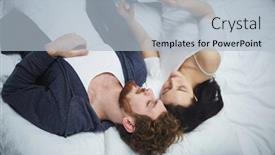  Presentation with pregnancy - Cool new slide deck with amorous couple looking at pregnancy test in bed backdrop and a light blue colored foreground