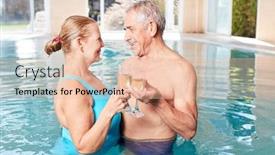  Presentation with champagne - PPT theme with amorous-senior-couple-celebrating background and a lemonade colored foreground