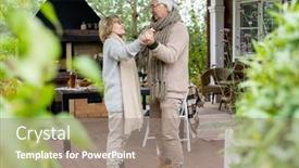  Presentation with active seniors senior couple - Slide set featuring amorous-senior-couple-in-warm background and a coral colored foreground