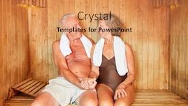  Presentation with wellness - Slide deck having amorous-senior-couple-relaxes background and a coral colored foreground