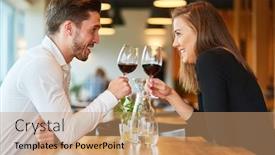  Presentation with drinking glass - Presentation theme enhanced with amorous-young-couple-having background and a coral colored foreground
