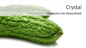  Presentation with bitter - Beautiful slide deck featuring ampalaya vines - bitter melons isolated on white backdrop and a white colored foreground