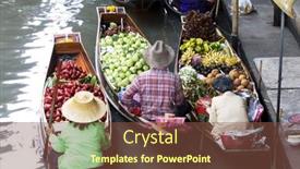  Presentation with food market - Amazing PPT layouts having ampawa-thailand-july-28-food backdrop and a tawny brown colored foreground