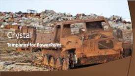  Presentation with scrap metal - Beautiful PPT theme featuring piles of scrap metal waste backdrop and a tawny brown colored foreground