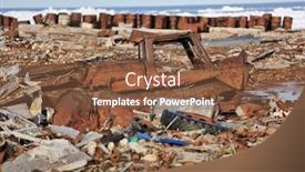  Presentation with scrap metal - Slide deck featuring amphibious-vehicle-and-piles background and a tawny brown colored foreground