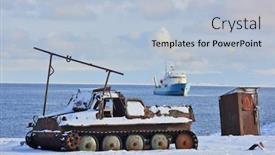  Presentation with scrap metal - Amazing slide deck having amphibious-vehicle-and-piles backdrop and a light blue colored foreground