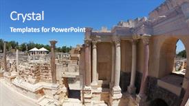  Presentation with roman columns - PPT theme consisting of stone columns and the scene in the roman amphitheater at beit shean israel background and a teal colored foreground