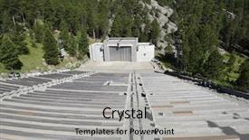  Presentation with mount rushmore - Slide set with amphitheater at mount rushmore national background and a light gray colored foreground