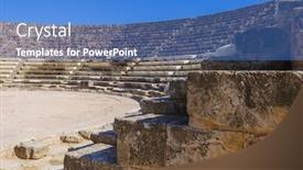  Presentation with amphitheater - Audience pleasing presentation theme consisting of amphitheater-in-salamis-famagusta-northern backdrop and a teal colored foreground