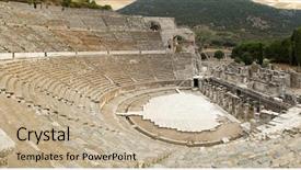 Presentation with ancient forbidden city - Slide deck consisting of amphitheatre of ephesus ancient city background and a  colored foreground