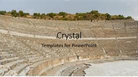  Presentation with ancient - Slide deck consisting of amphitheatre of ephesus ancient city background and a  colored foreground