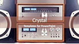  Presentation with speakers - Audience pleasing presentation consisting of amplifier tuner speakers stereo vintage backdrop and a coral colored foreground