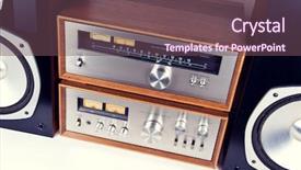  Presentation with speakers - Amazing presentation theme having amplifier tuner speakers stereo vintage backdrop and a violet colored foreground