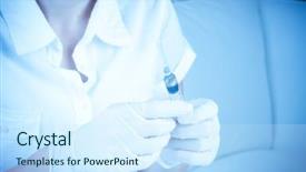  Presentation with ampoule - PPT layouts consisting of ampoule in a hand background and a cool aqua colored foreground