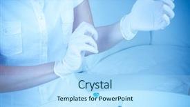  Presentation with ampoule - PPT theme consisting of ampoule in a hand background and a sky blue colored foreground