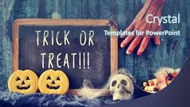  Presentation with amputated - Colorful PPT theme enhanced with amputation - chalkboard with the text trick backdrop and a ocean colored foreground