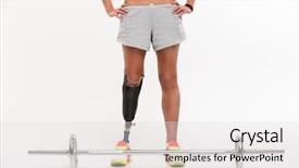  Presentation with amputation prosthesis - Cool new PPT theme with amputation - cropped photo of young disabled backdrop and a white colored foreground