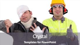  Presentation with next - Presentation design enhanced with amputation - healthy construction worker standing next background and a dark gray colored foreground