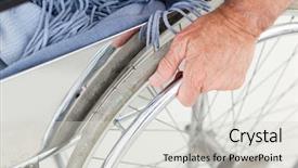  Presentation with amputation - Presentation consisting of amputation - man in his wheelchair background and a light gray colored foreground