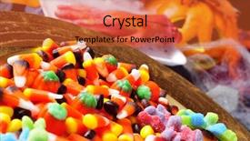  Presentation with amputated - Presentation theme featuring amputation - pile of different halloween candies background and a red colored foreground