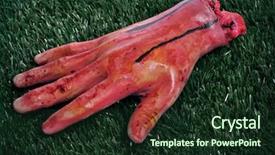  Presentation with amputated - Audience pleasing PPT theme consisting of amputation - scary amputated hand backdrop and a tawny brown colored foreground