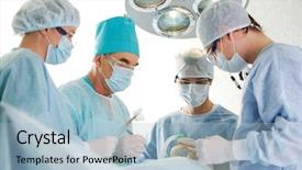  Presentation with amputation - Amazing slides having amputation - several surgeons surrounding patient backdrop and a light blue colored foreground