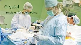  Presentation with heart surgery - Beautiful PPT layouts featuring amputation - surgeon perform operation backdrop and a mint green colored foreground