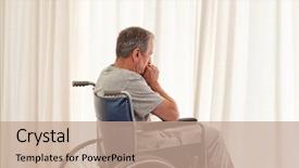  Presentation with amputation - Audience pleasing theme consisting of amputation - thoughtful man in his wheelchair backdrop and a coral colored foreground