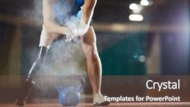  Presentation with athlete - Cool new PPT theme with amputation - young paralympic athlete applying talc backdrop and a tawny brown colored foreground