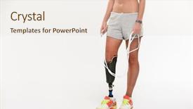  Presentation with amputation prosthesis - Presentation theme enhanced with amputation prosthesis - cropped image of a young background and a  colored foreground