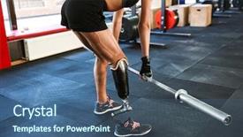  Presentation with woman sport - Beautiful slide deck featuring amputation prosthesis - cropped image of amazing strong backdrop and a ocean colored foreground