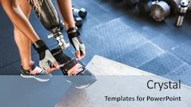  Presentation with amputation prosthesis - PPT layouts having amputation prosthesis - cropped photo of strong disabled background and a light blue colored foreground