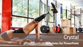 Presentation with woman sport - Presentation design consisting of amputation prosthesis - image of amazing strong disabled background and a coral colored foreground