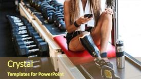  Presentation with strong - Beautiful theme featuring amputation prosthesis - image of strong disabled sports backdrop and a  colored foreground