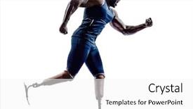  Presentation with paralympics - Presentation having paralympics - one muscular handicapped man runners background and a white colored foreground