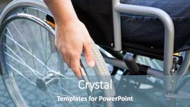  Presentation with wheelchair - Amazing PPT theme having paralyzed man using his wheelchair backdrop and a seafoam green colored foreground