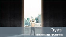  Presentation with man door - Slide deck enhanced with amrs up and hude door background and a gray colored foreground