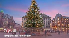  Presentation with dam - Amazing slide set having amsterdam at christmas time backdrop and a violet colored foreground