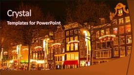  Presentation with amsterdam - Beautiful PPT theme featuring amsterdam at night in christmas backdrop and a wine colored foreground