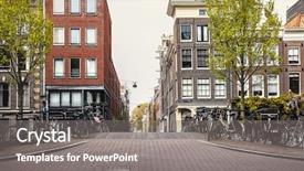  Presentation with bicycles - PPT layouts consisting of amsterdam autumn streets with traditional background and a gray colored foreground