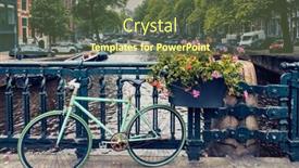  Presentation with bicycles - Slide deck with amsterdam-canal-with-boats background and a tawny brown colored foreground