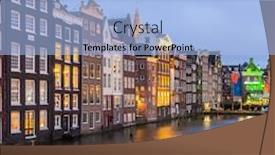  Presentation with canals - Colorful presentation design enhanced with amsterdam-canals-and-saint-nicholas backdrop and a light blue colored foreground