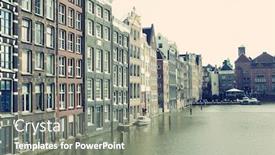  Presentation with canals - PPT theme with amsterdam-canals-and-typical-houses background and a gray colored foreground