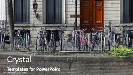  Presentation with canals - Colorful slide set enhanced with amsterdam-canals-and-typical-houses backdrop and a dark gray colored foreground