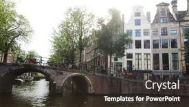  Presentation with canals - Audience pleasing PPT theme consisting of amsterdam-canals-and-typical-houses backdrop and a tawny brown colored foreground