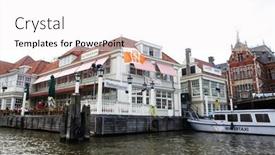  Presentation with canals - PPT theme with amsterdam-canals-and-typical-houses background and a white colored foreground