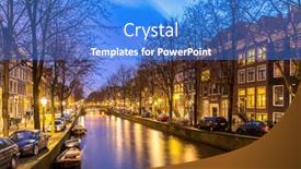  Presentation with canals - PPT layouts with amsterdam-canals-west-side-sunset background and a teal colored foreground