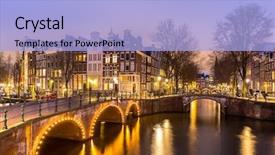  Presentation with canals - Audience pleasing presentation design consisting of amsterdam canals west side backdrop and a light blue colored foreground