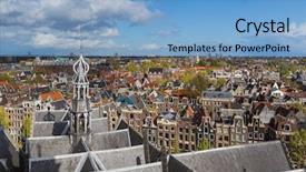  Presentation with tourism amsterdam - PPT theme having amsterdam cityscape - netherlands - architecture background background and a  colored foreground
